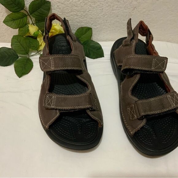 Crocs Mens Activewear Sport Sandals Brown Adjustable Strap Hook And Loop Sz 9 - Picture 2 of 10